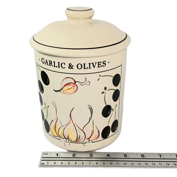 Rayware Ceramic Lidded Storage Jar Tomatoes & Basil Olives & Garlic Design - Picture 9 of 16